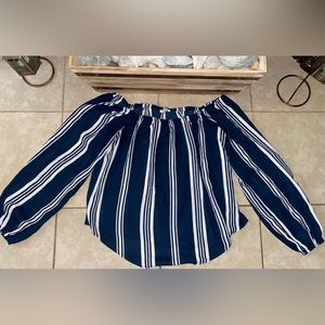 Bleuh Ciel Women’s LongSleeve Striped OffShoulder Light Top/Shirt Large/L(12-14)